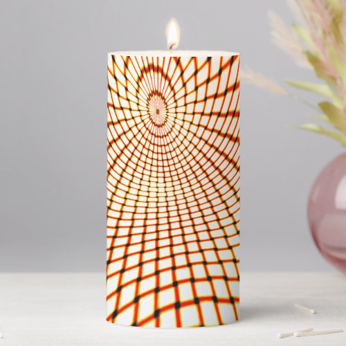 Twisted crossed orange lines forming sunken circle pillar candle