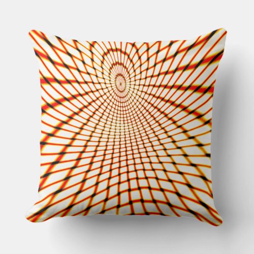 Twisted crossed orange lines forming sunken circle throw pillow