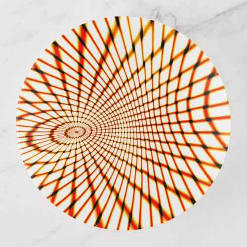 Twisted crossed orange lines forming sunken circle trinket tray