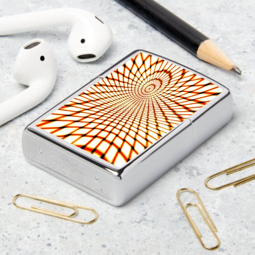 Twisted crossed orange lines forming sunken circle zippo lighter