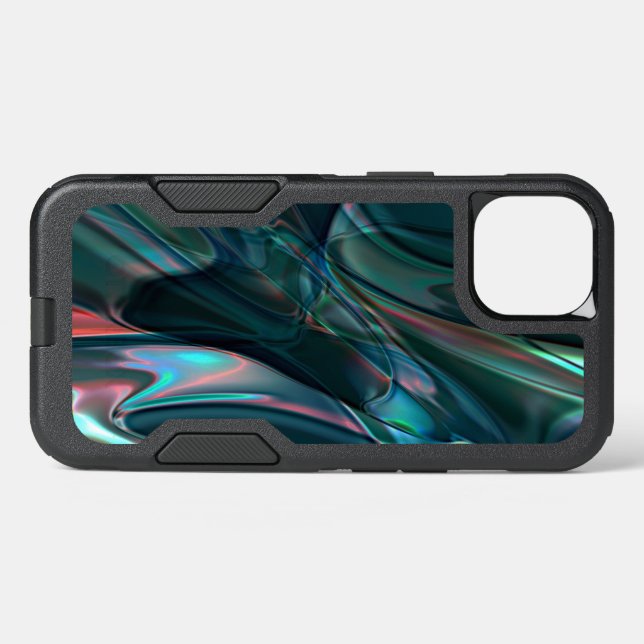 Twisted curves in dark shades to silvery light otterbox iPhone case (Back Horizontal)