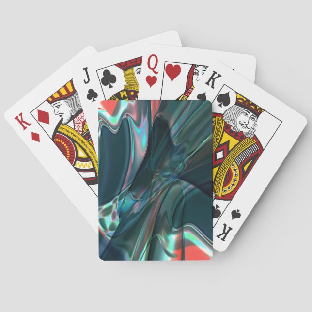 Twisted curves in dark shades to silvery light poker cards (Back)