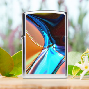 Twisted curves in nickeled blue and acrylic orange zippo lighter