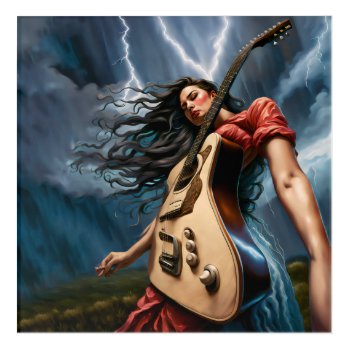 Twisted Guitar Woman Acrylic Print by atlanticdreams at Zazzle