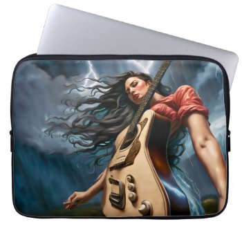 Twisted Guitar Woman Laptop Sleeve by atlanticdreams at Zazzle
