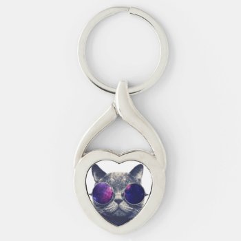 Twisted Heart Metal Keychain by GalaxyCat at Zazzle