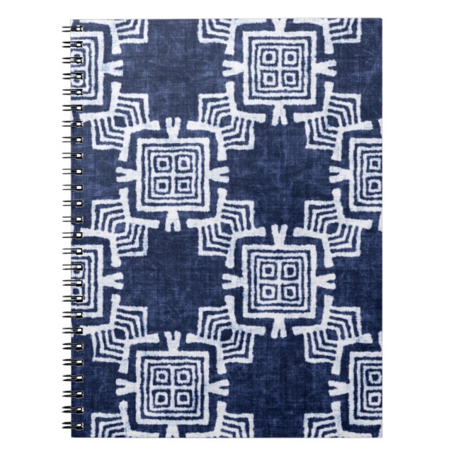 Twisted indigo checkered textured background. notebook (Front)