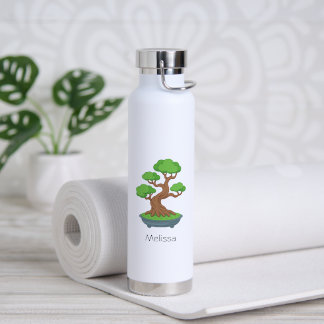 Twisted Japanese Bonsai Tree Custom Text Water Bottle