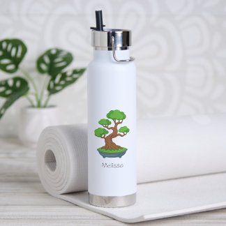 Twisted Japanese Bonsai Tree Custom Text Water Bottle