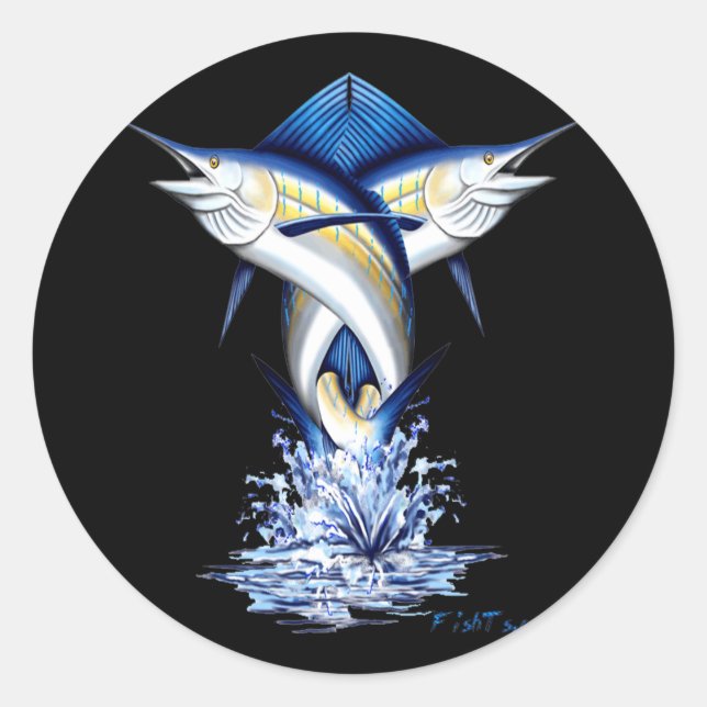 Twisted Marlins Jumping Classic Round Sticker (Front)