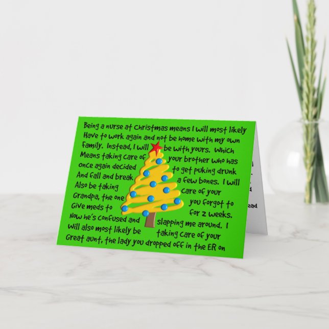Twisted Nurse Christmas Card Hilarious (Front)