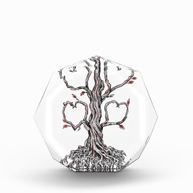 Twisted Oak Tree Heart Branch Tattoo Award (Front)