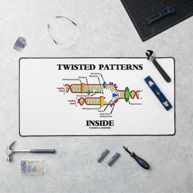 Twisted Patterns Inside DNA Replication Humor Desk Mat (Workstation)