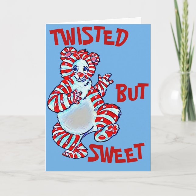 Twisted Peppermint Polar Bear Holiday Card (Front)