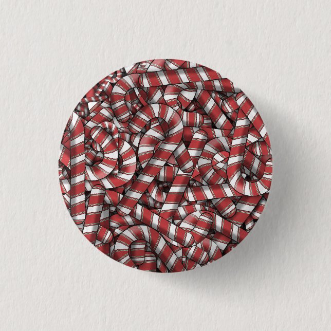 Twisted Red Striped Abstract Candy Canes Button (Front)