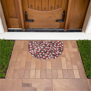 Twisted Red Striped Abstract Candy Canes Doormat