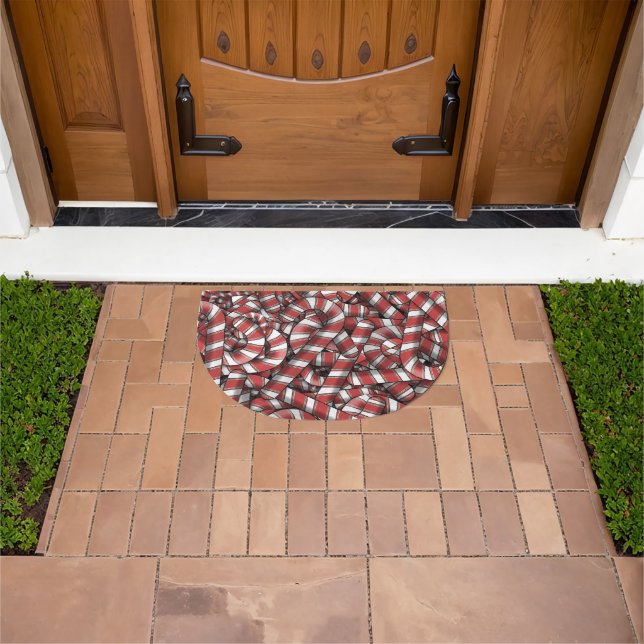 Twisted Red Striped Abstract Candy Canes Doormat (Outdoor)