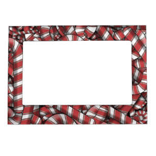 Twisted Red Striped Abstract Candy Canes Magnetic Frame