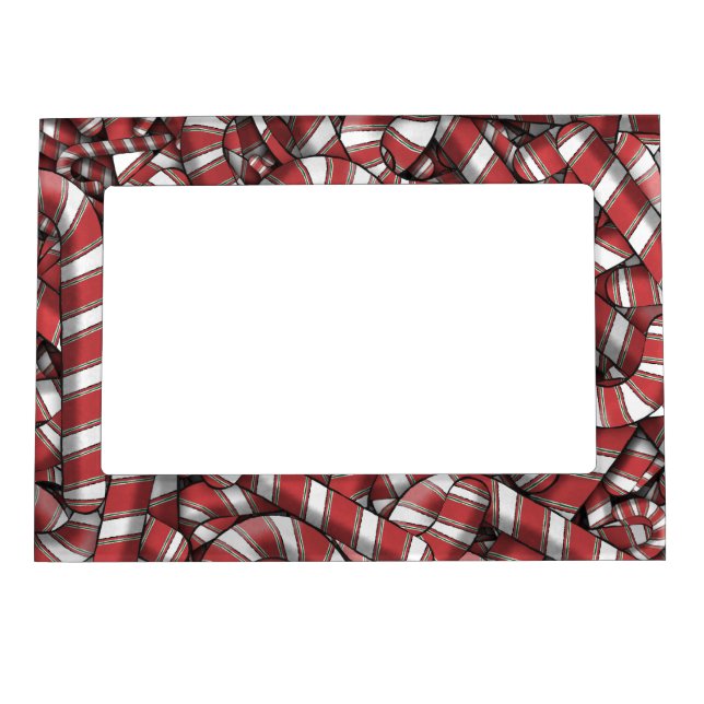 Twisted Red Striped Abstract Candy Canes Magnetic Frame (Front)