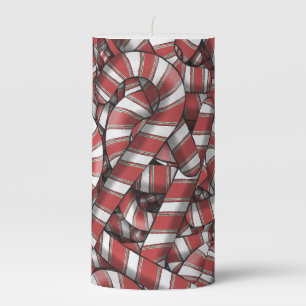 Twisted Red Striped Abstract Candy Canes Pillar Candle