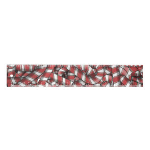 Twisted Red Striped Abstract Candy Canes Ruler