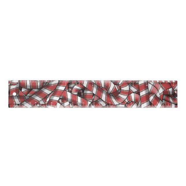 Twisted Red Striped Abstract Candy Canes Ruler (Front)
