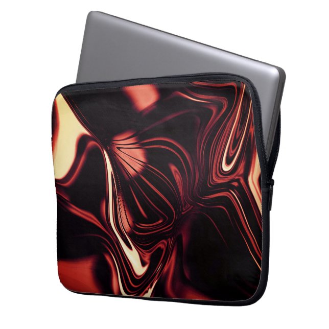 Twisted shapes in red that look like matte metal   laptop sleeve (Front Left)