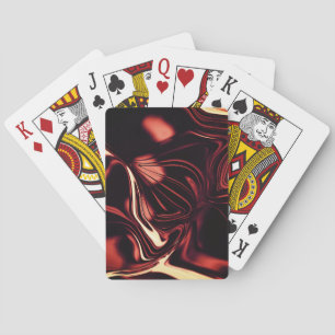 Twisted shapes in red that look like matte metal poker cards