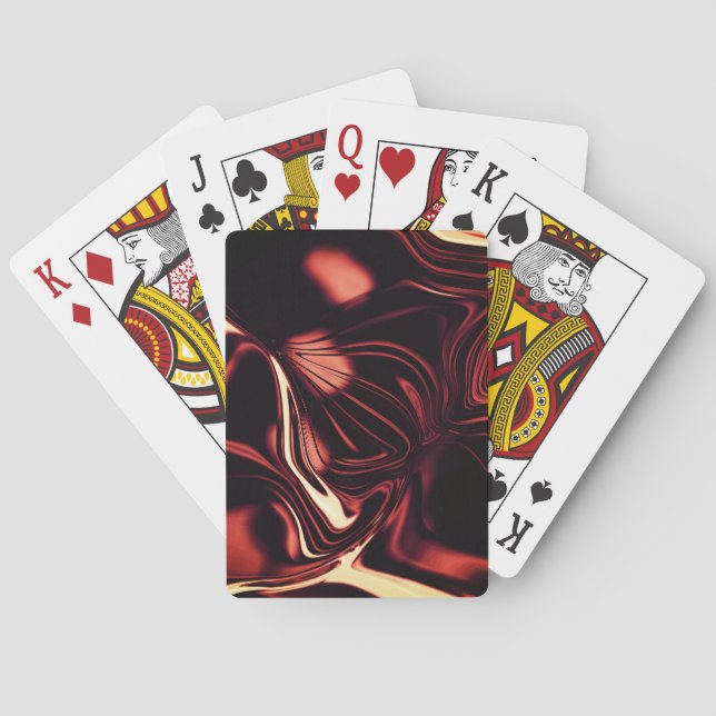 Twisted shapes in red that look like matte metal   poker cards (Back)