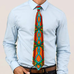Twisted Southwestern Style Symmetrical Line Art Neck Tie
