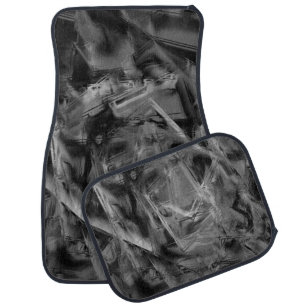 Twisted squares, black and gray 'brushstrokes' car floor mat