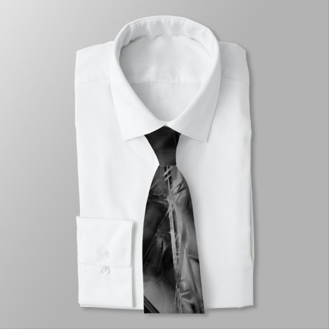 Twisted squares, black and gray 'brushstrokes' neck tie (Tied)