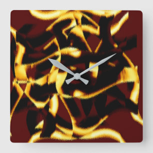 Twisted streaks burnt yellow looks velvety square wall clock