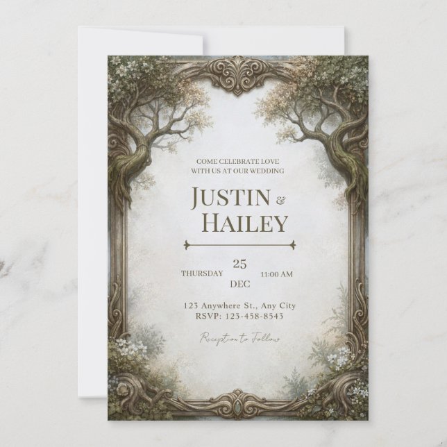 Twisted Tree Vintage Wedding Invitation (Front)