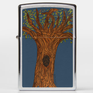 Twisted Tree with Blue Background Zippo Lighter