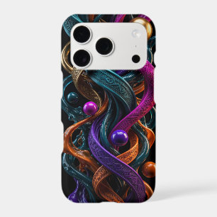Twisted Tribal Ribbons - 3D Liquid Gold Teal iPhone 17 Pro Case