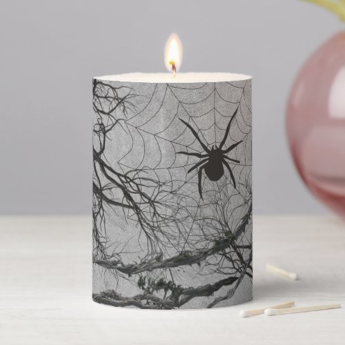 Twisted Vines and Spider Halloween Pillar Candle