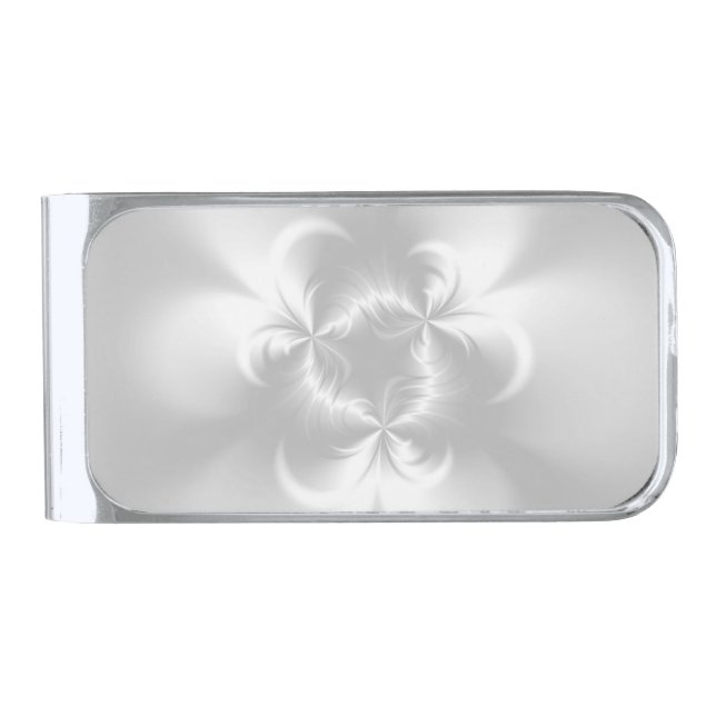 Twisted White Pearl Silver Finish Money Clip (Front)