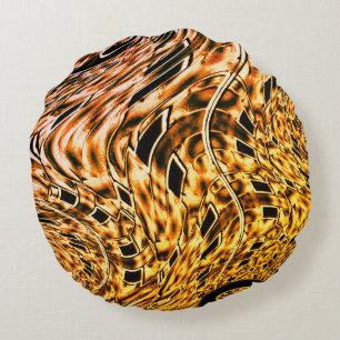Twisted with a light shade of coral to gold round pillow