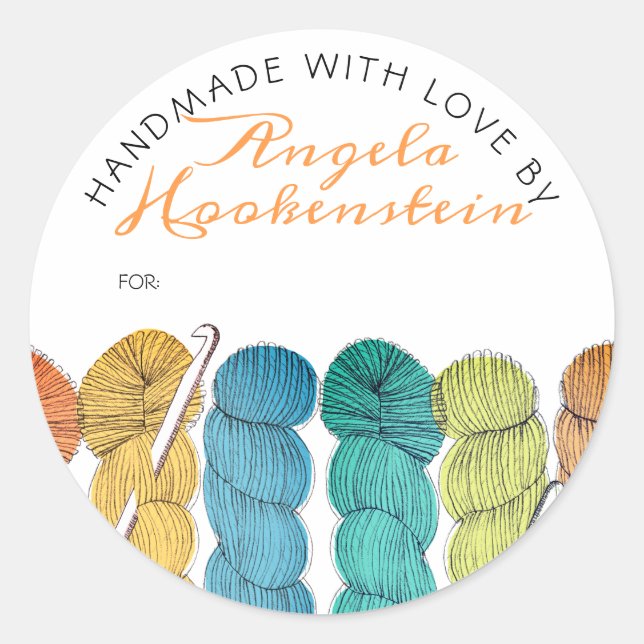 Twisted yarn crochet hook handmade with love label (Front)