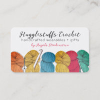 Twisted yarn hank crochet hooks business card