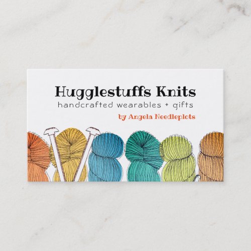 Twisted yarn hank knitting needles business card