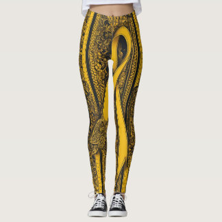 Twisted Yellow ribbon AI art Leggings