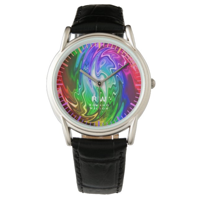 Twisting Liquid Multicolors Personalized Watch (Front)