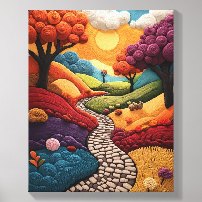  Twisting Stone Path in a Vibrant Forest Canvas Photo Tile (Front Set)