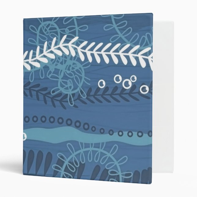 Twisting Swirling Vines Dusty Blue 3 Ring Binder (Front/Inside)