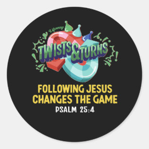 Twists Turns Vbs Following Jesus Changes The Game  Classic Round Sticker