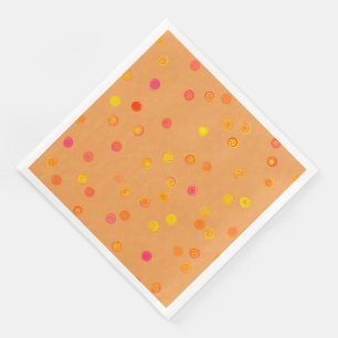 Twisty Polka Dot Spiral Orange Paper Party Napkins