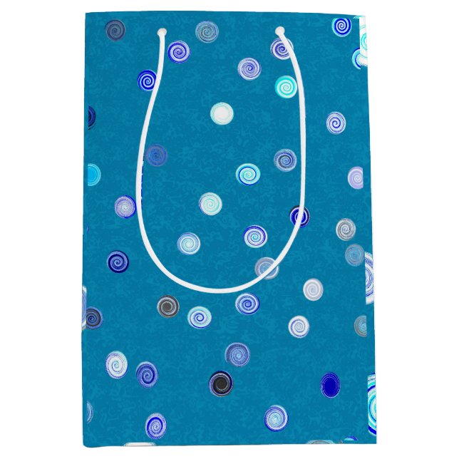 Twisty Polka Dot Spirals Blue Gift Bag (Front)