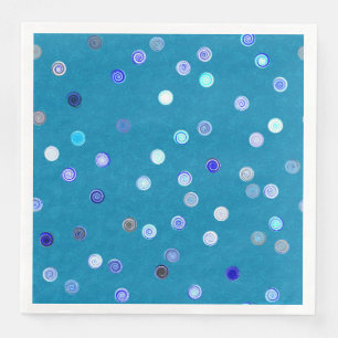 Twisty Polka Dot Spirals Blue Paper Party Napkins